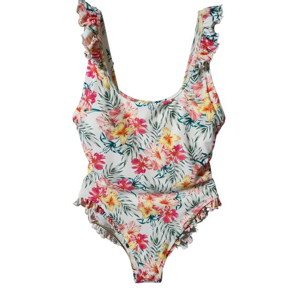 Coco Rave Rio or Bust! Jacey Ruffle Scoop One Piece Swimsuit Large - Picture 1 of 10